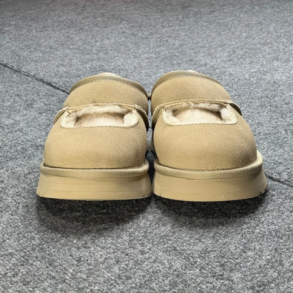 NIB UGG Bea Mary Jane Slippers Kids 4 Suede Sheepskin Wool Mustard Seed 1166552K